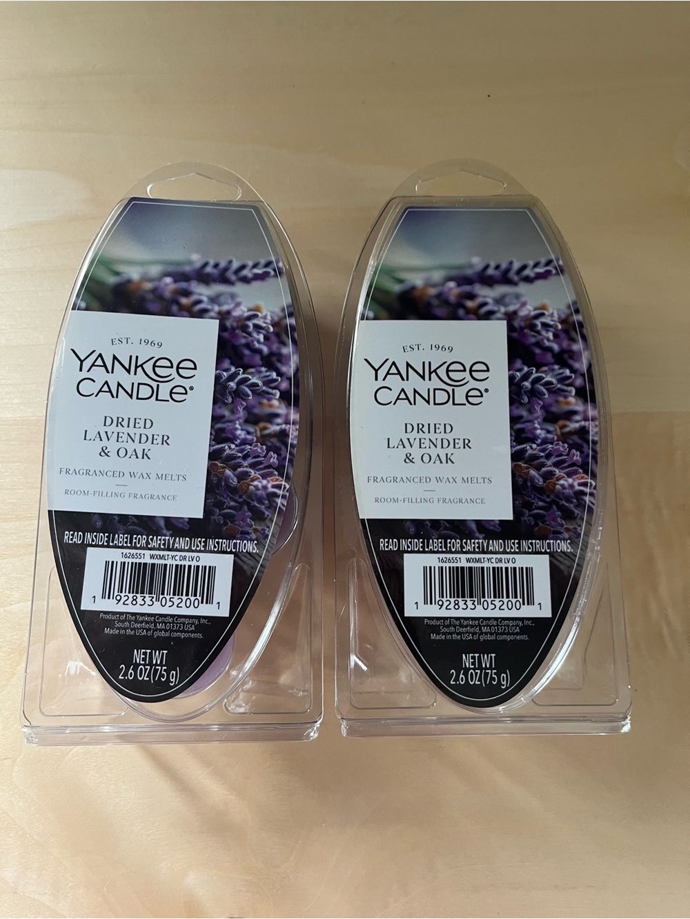 Two Packs New Yankee Candle Dried Lavender & Oak Wax Melts New